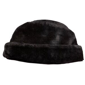 Vintage North King Black Faux Fur Russian Cossack Hat Ear Flaps Winter Mens